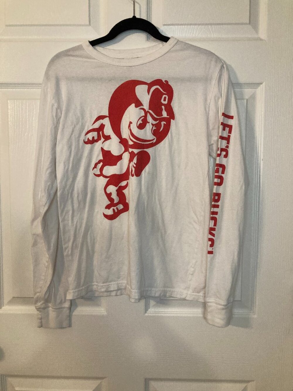 Homage Men's White "Let's Go Bucks!" Brutus Graphic Long Sleeve Shirt - Size M